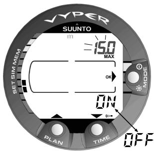 SUNNTO VYPER - Réglage de l'alarme de temps de plongée [2 d ALARM] - 6