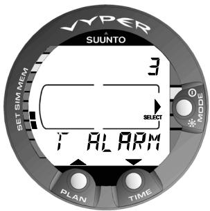 SUNNTO VYPER - Réglages de l'alarme journalière [3 T ALARM] - 1