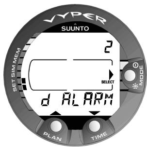 SUNNTO VYPER - Réglage de l'alarme de temps de plongée [2 d ALARM] - 4