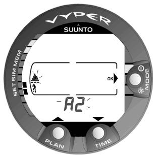 SUNNTO VYPER - Réglage de l'alarme de temps de plongée [2 d ALARM] - 2