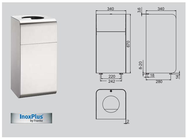 FRANKE XINOX - BROCHURE - Poubelle à poser, 30 litres "tiny tom - 1