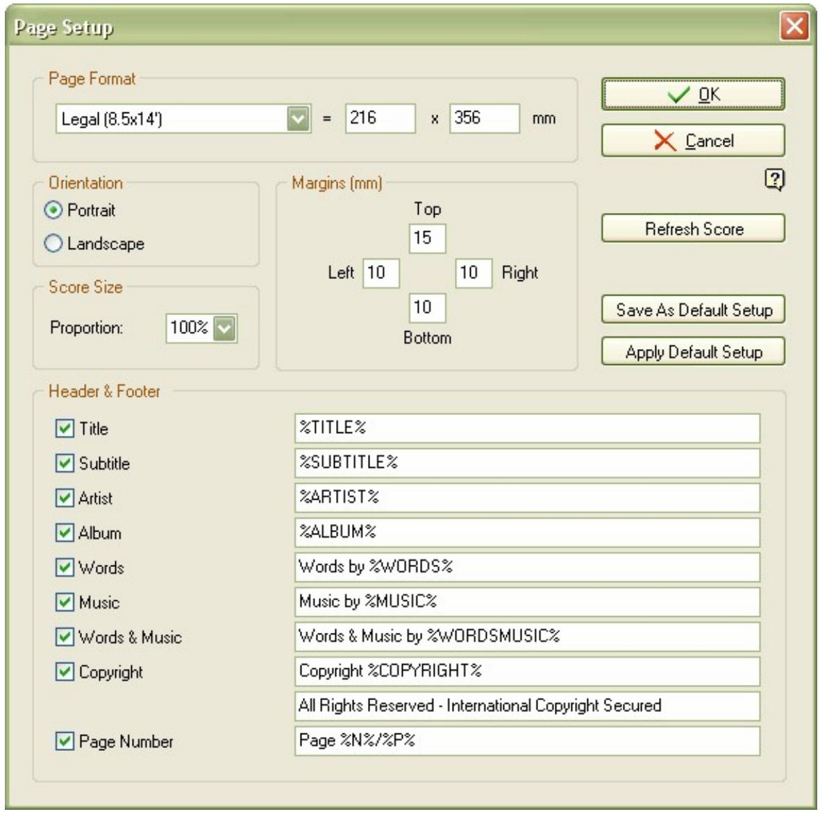 AROBAS MUSIC GUITAR PRO 5 - Page Setup - 1