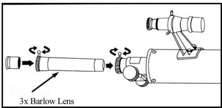 CELESTRON POWERSEEKER 76AZ - Installing & Using the Barlow Lens - 1