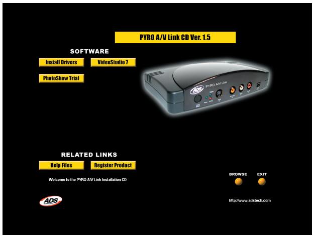ADS TECH PYRO AV LINK - Installing the Bundled Software CD - 1