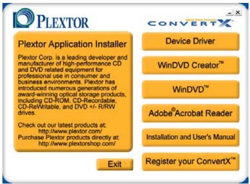 PLEXTOR PX-M402U - Pour installer le pilote du convertisseur video numérique ConvertX : - 2