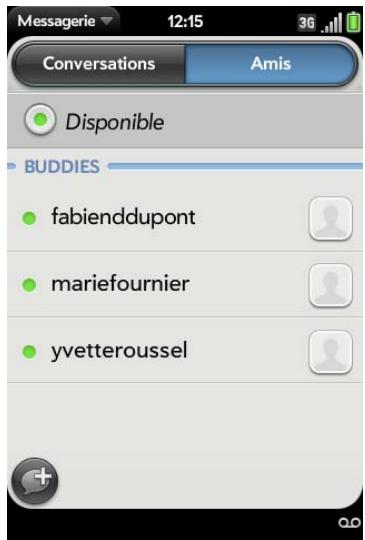 PALMONE PRE PLUS - Basculement entre les vues Conversations et Amis - 1