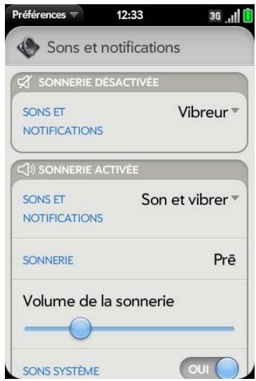PALMONE PRE PLUS - Ouvrez Sons et notifications - 1