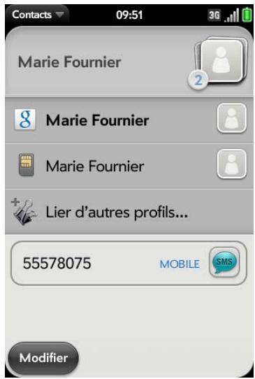 PALMONE PRE PLUS - Copied'un contact sur la carte SIM - 1
