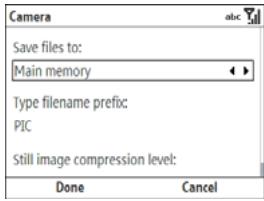 PALMONE TREO 500V - Customising your Camera settings - 3