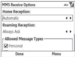 PALMONE TREO 500V - Customising multimedia message settings - 3