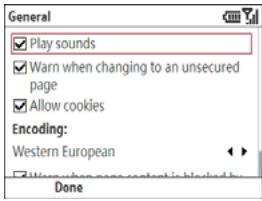 PALMONE TREO 500V - Customising your Internet Explorer Mobile settings - 1