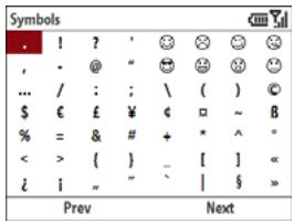 PALMONE TREO 500V - Entering other symbols and accented characters - 1