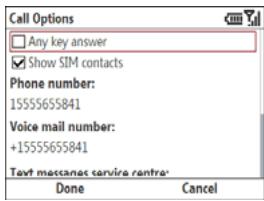 PALMONE TREO 500V - Setting other call options - 1