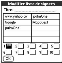PALMONE TREO 650 - Organisation des signets et des pages enregistrées - 1