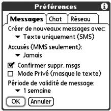 PALMONE TREO 650 - Personnalisation des paramètres de l'application Messagerie - 1