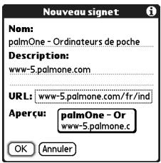 PALMONE TREO 650 - Creation d'un signet - 1