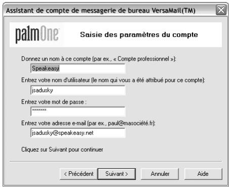 PALMONE TREO 650 - Transfert de paramètres à partir d'un compte existant (Windows uniquement) - 1