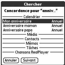 PALMONE TREO 650 - Utilisation de la commande Chercher - 3