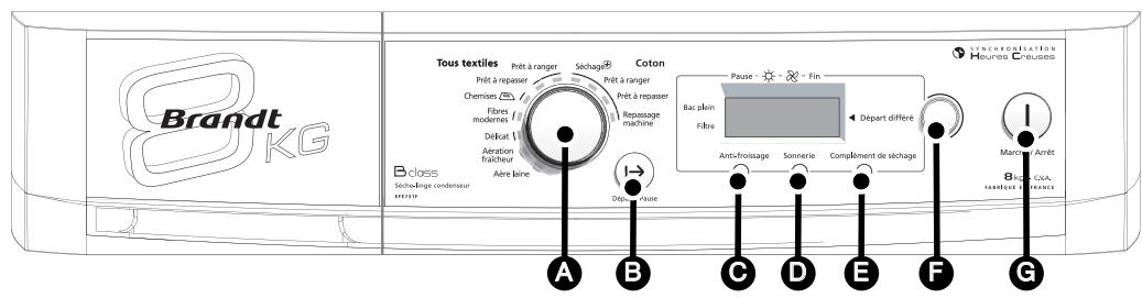 BRANDT EFE730FB - Présentation du bandeau de commande - 1