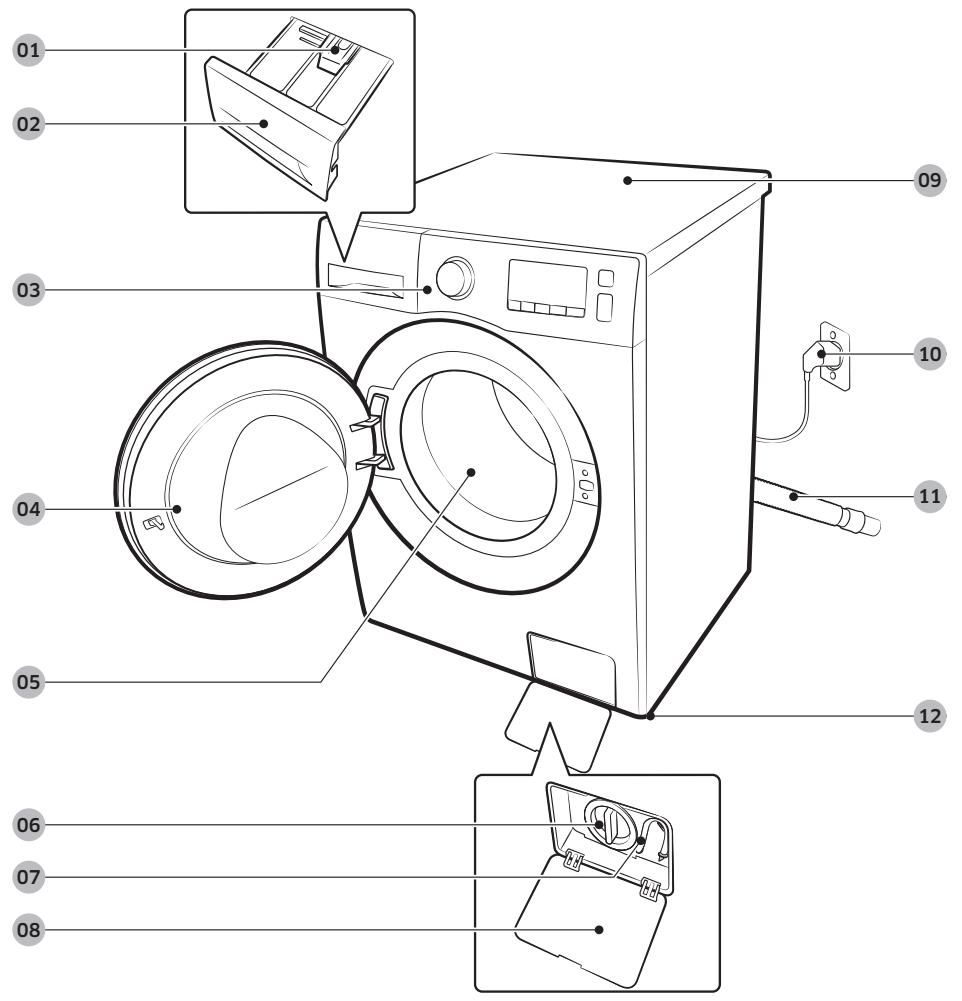 SAMSUNG WD80M4453JW/EF - Pièces incluses - 1