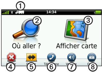 GARMIN DEZL CAM - Utilisation du menu principal - 1