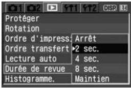 CANON EOS 400D - MENU réglage de la durée de revue des images - 1