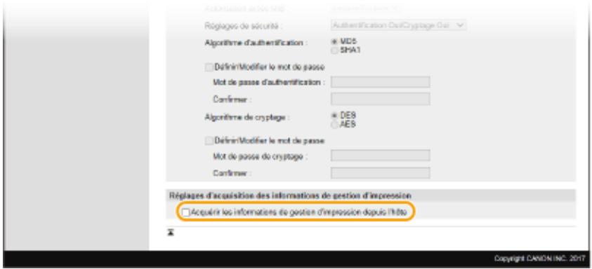CANON I-SENSYS LBP653CDW - Définissez les réglages d'acquisition des informations de gestion d'imprimante. - 1