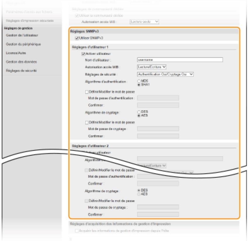 CANON I-SENSYS LBP653CDW - Définissez les réglages SNMPv3. - 1