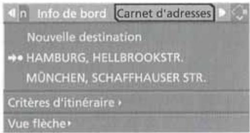 BMW X3 2006 - Affichage du carnet d'adresses - 1
