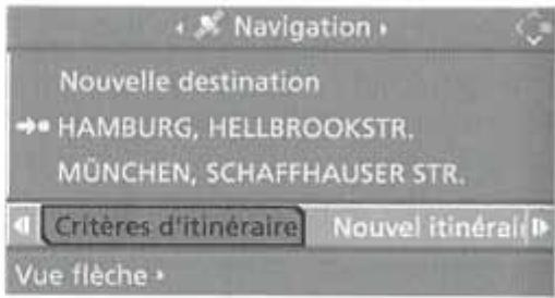 BMW X3 2006 - Modification des critères de l'itinéraire - 1