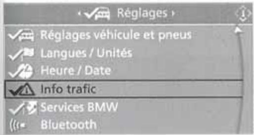 BMW X3 2006 - Selection d'une station pour l'émission des messages d'informations routières - 1