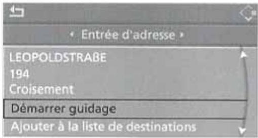 BMW X5 2006 - Demarrage du guidage en cas de saisie manuelle de la destination - 1