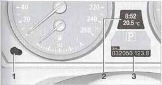 BMW X5 2006 - Totalisateurs kilométriques, indicateur de température extérieure, montre de bord - 1