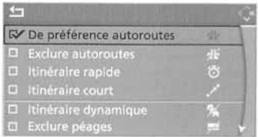 BMW X5 2006 - Modification des critères de l'itinéraire - 2