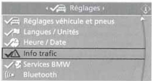 BMW X5 2006 - Activation/désactivation de la réception des informations routières - 2