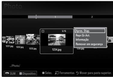 SAMSUNG LE46B550 - Menu de opções da lista de fotografias - 1