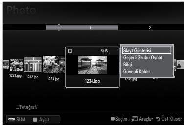 SAMSUNG LE46B550 - Fotograf Listesi Seçenek Menüsu - 1