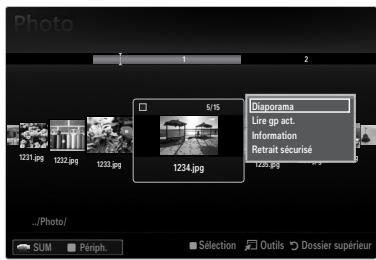 SAMSUNG LE46B550 - Menu d'options de la liste des photos - 1