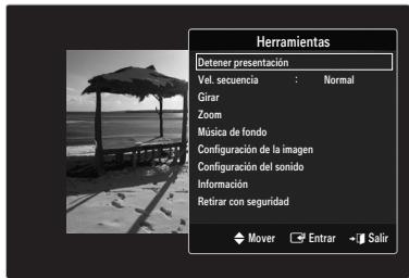 SAMSUNG LE46B550 - Menu de options de la presentación de diapositivas - 1