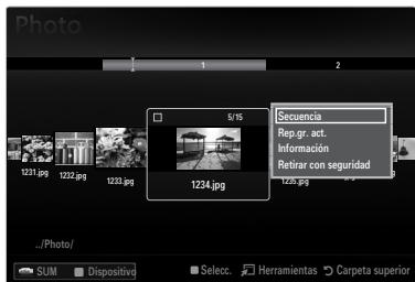 SAMSUNG LE46B550 - Menús de options de la lista deotos - 1