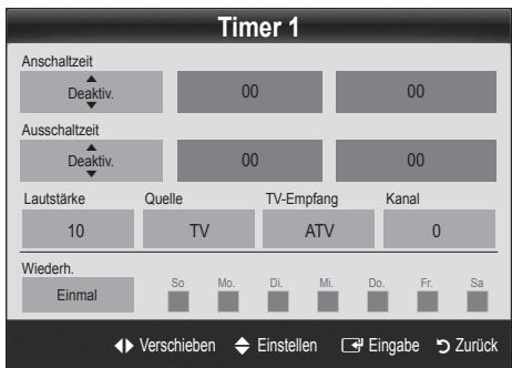 SAMSUNG LE46C654 - Einstellen des Ein-/Ausschalttimers - 1