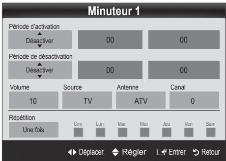 SAMSUNG LE46C654 - Réglage de la minuterie de mise en marche / arrêt - 1