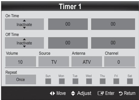 SAMSUNG LE46C654 - Setting the On / Off Timer - 1