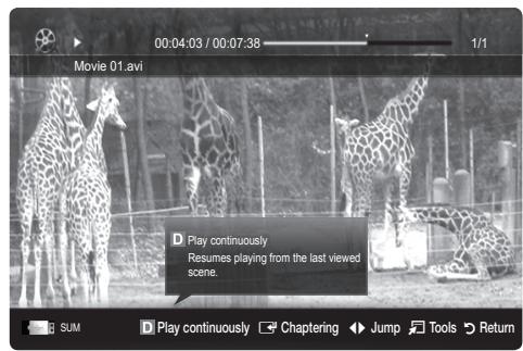 SAMSUNG LE46C654 - Playing movie file continuously (Resume Play) - 1