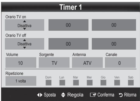 SAMSUNG LE46C654 - Impostazione del Timer di accensione / spegnimento - 1