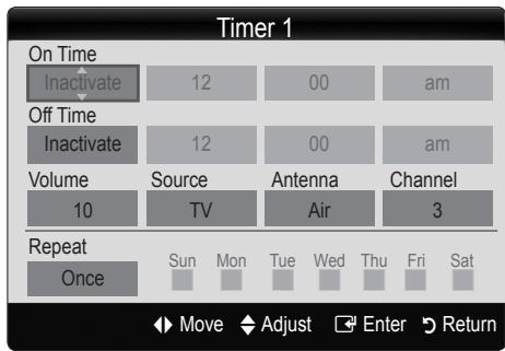 SAMSUNG LN32C450E1D - Setting the On/Off Time - 2