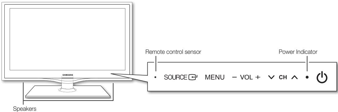 Remote control sensor Power Indicator SOURCE MENU - VOL + CH • Speakers