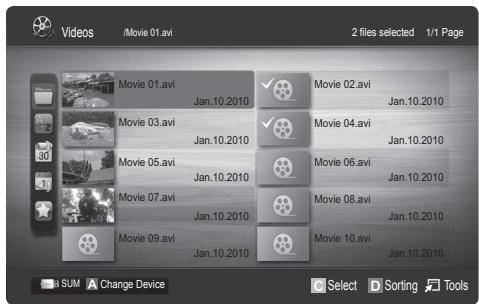 Videos /Movie 01.avi 2 files selected 1/1 Page Movie 01.avi Jan.10.2010 Movie 02.avi Jan.10.2010 Movie 03.avi Jan.10.2010 Movie 04.avi Jan.10.2010 Movie 05.avi Jan.10.2010 Movie 06.avi Jan.10.2010 Movie 07.avi Jan.10.2010 Movie 08.avi Jan.10.2010 Movie 09.avi Jan.10.2010 Movie 10.avi Jan.10.2010 SUM A Change Device Select D Sorting Tools
