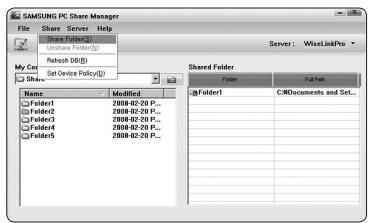 SAMSUNG PN58B650 - Sharing a Folder - 1