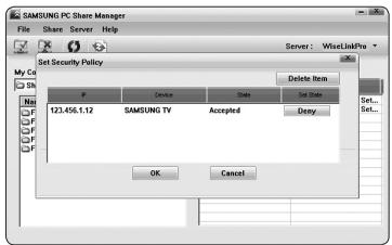 SAMSUNG PN58B650 - Configuration de la permission d'accès - 1